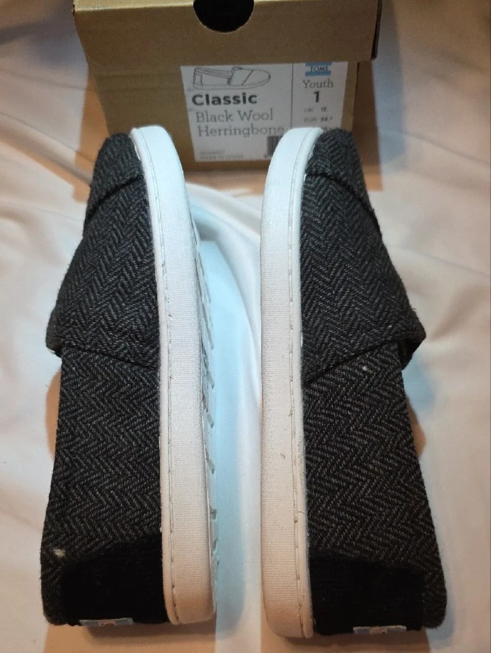 Toms Youth Classic Slip-On in Black Herringbone